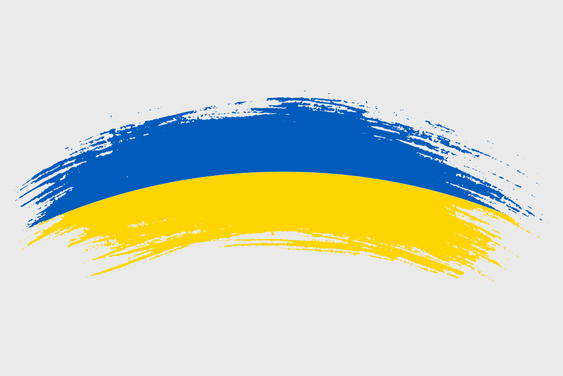 A painted Ukraine flag